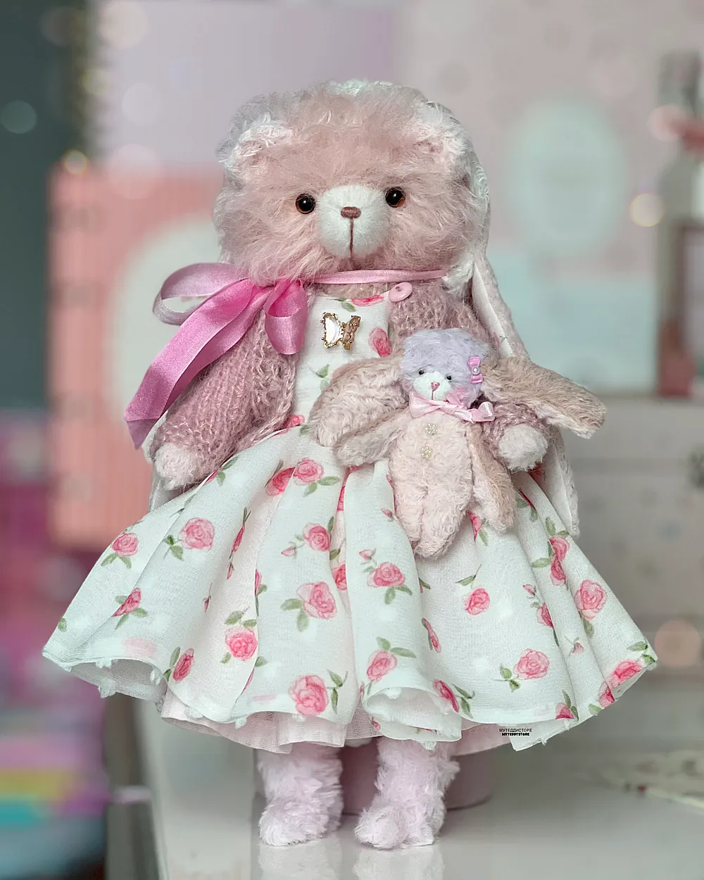 ウサギの女の子　ハンドメイド　teddybear teddyrabbit Teddy bear with bunny by MyTeddyStore - Bear Pile