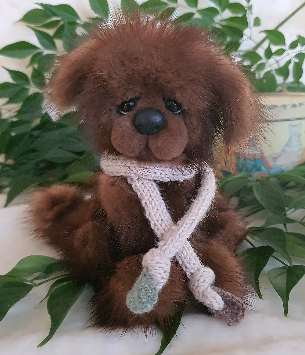 Teddy@Riv.  MINK PUPPY HICKORY by Julie Beveridge Just Tiny Tedz - Bear Pile