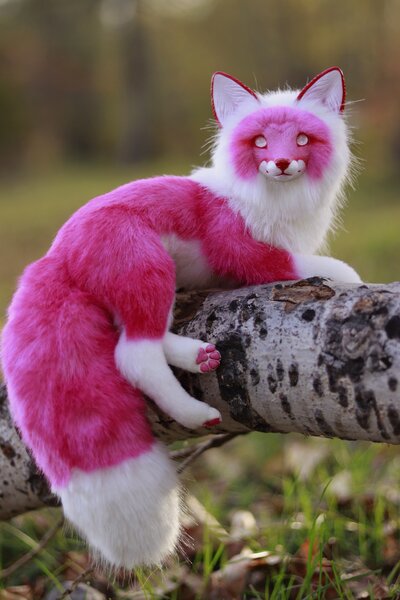 Kitsune Real Live Baby Fantasy Pink Fox Poseable By Anna Silverfox