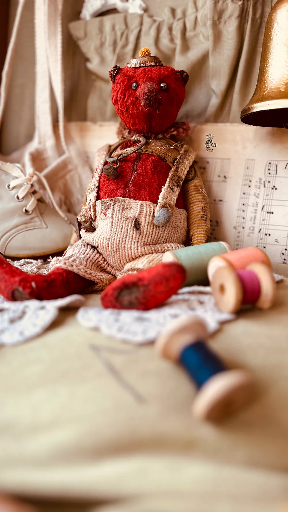 Old Teddy Bear Red by Olga Zakharova - Bear Pile