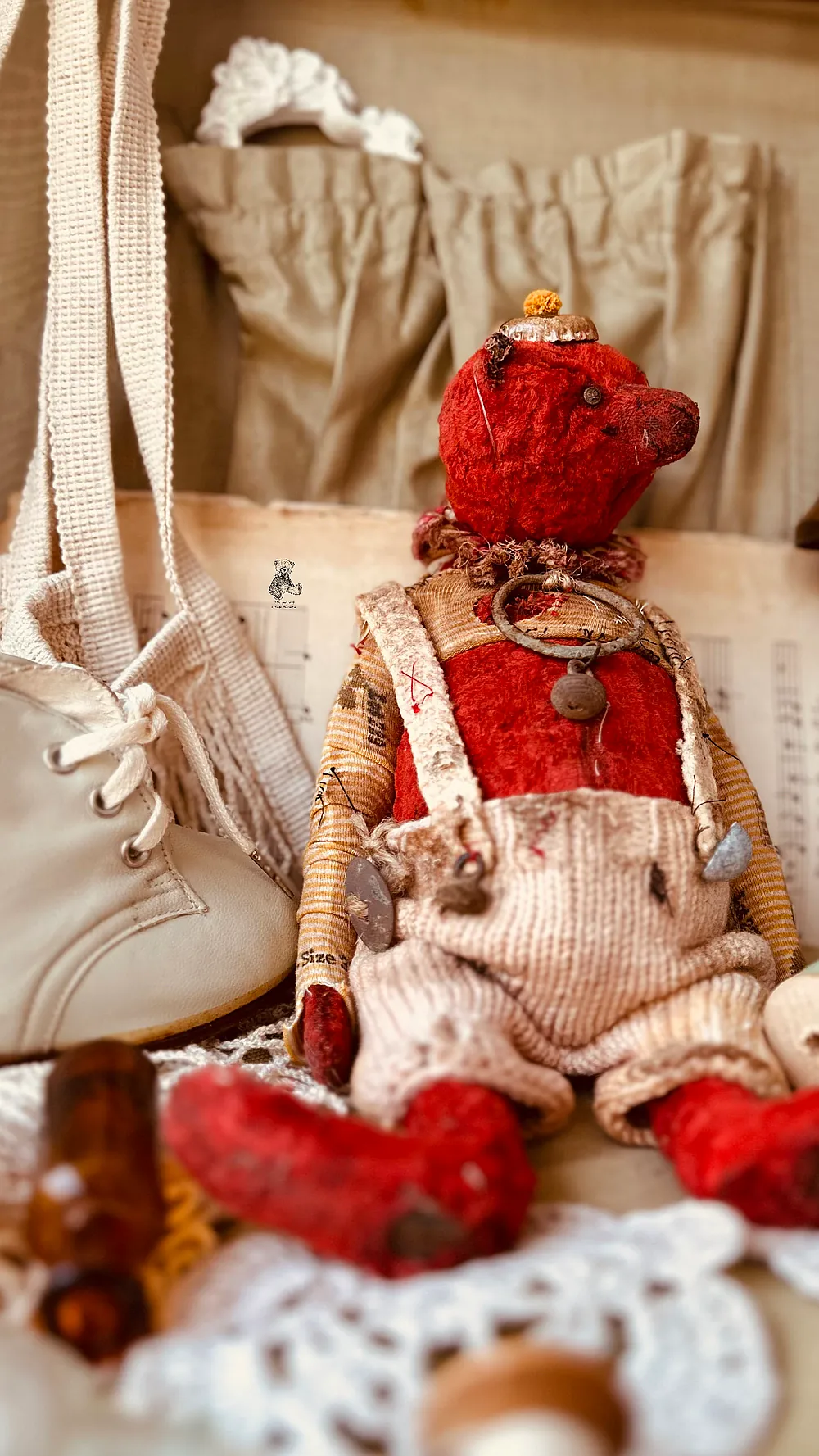 Old Teddy Bear Red by Olga Zakharova - Bear Pile