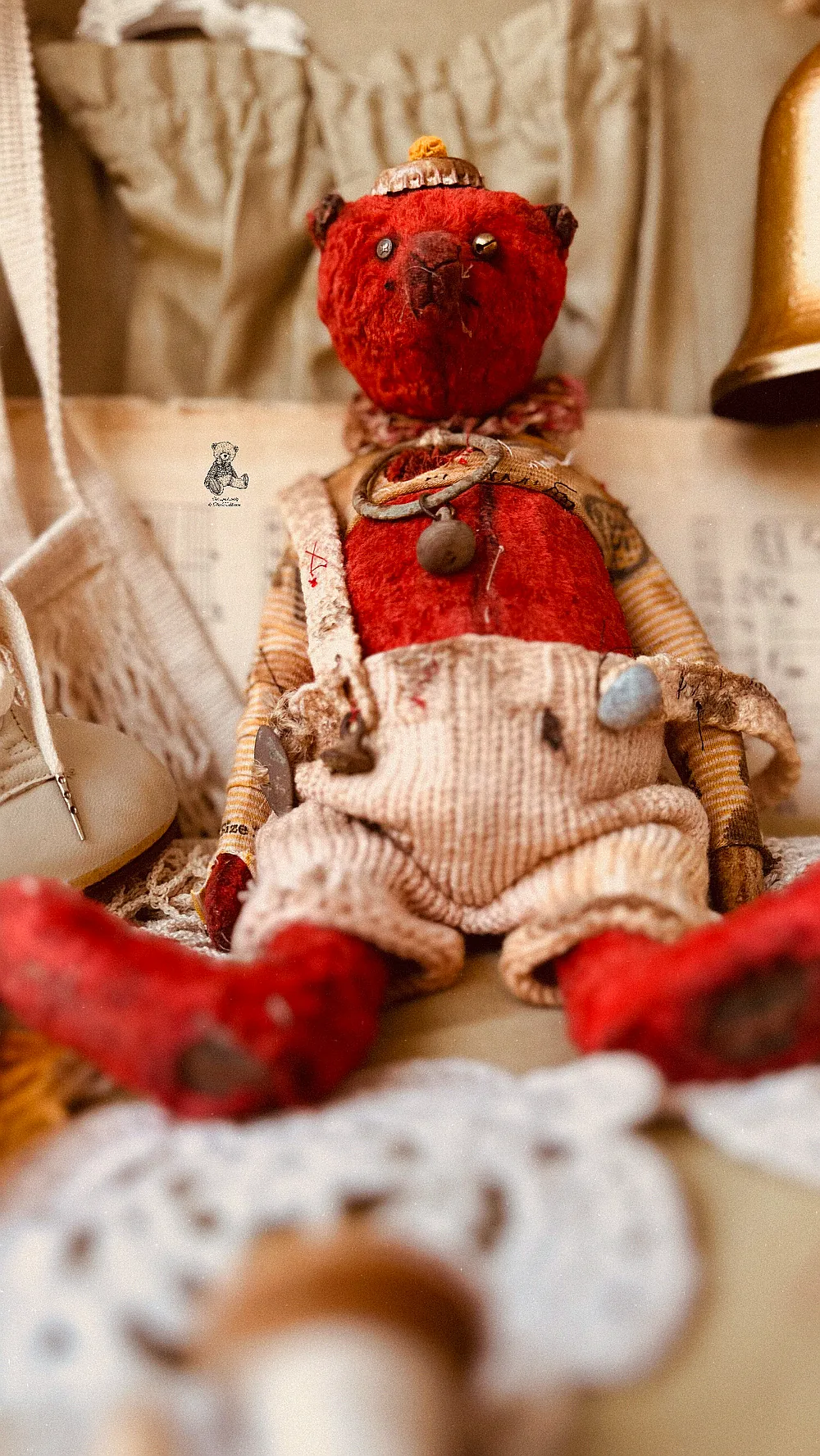 Old Teddy Bear Red by Olga Zakharova - Bear Pile