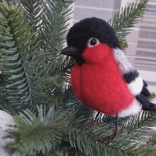 Realistic needle felted bullfinch